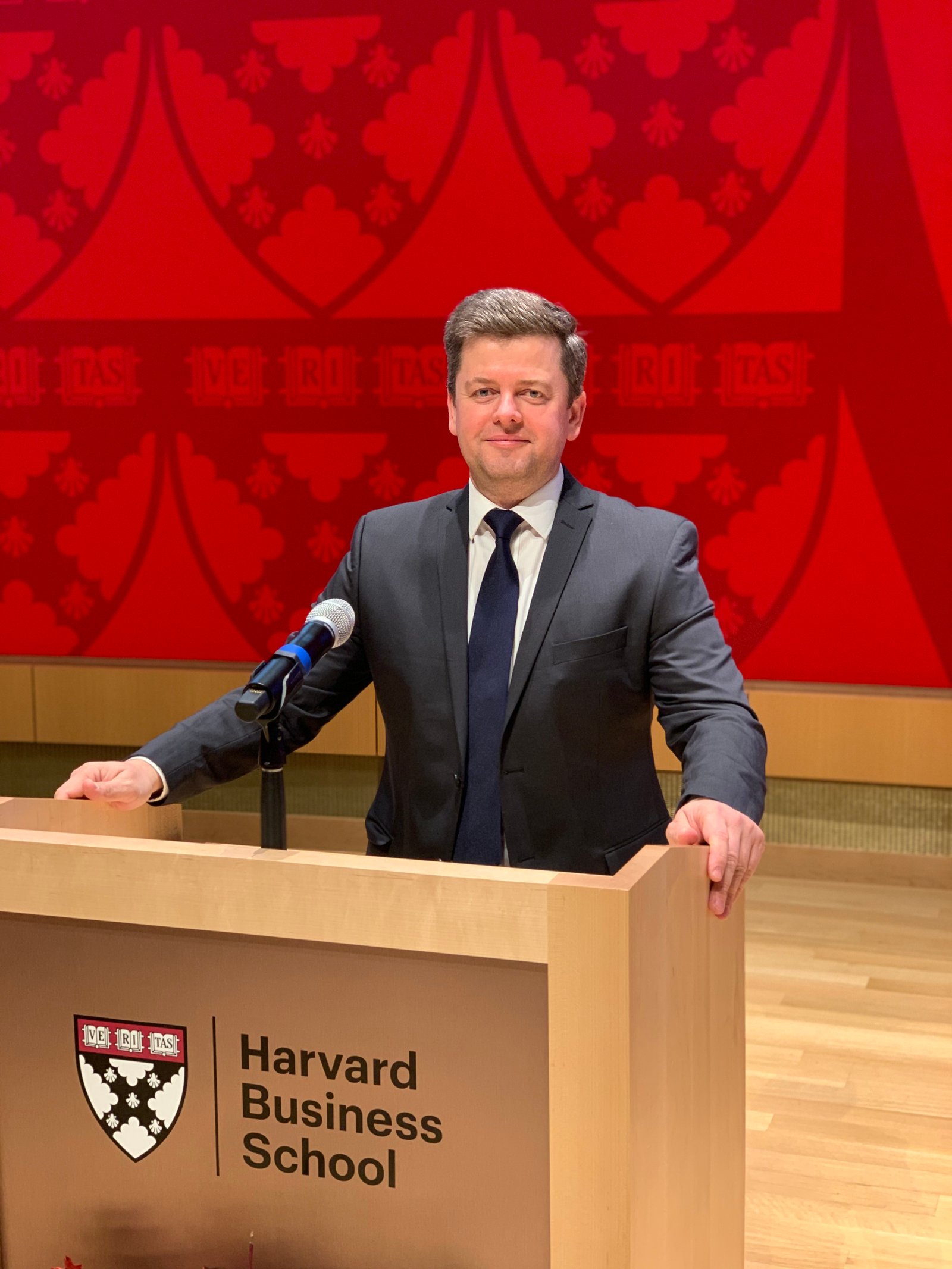 Dmitri Kudinov speaking at Harvard Business School